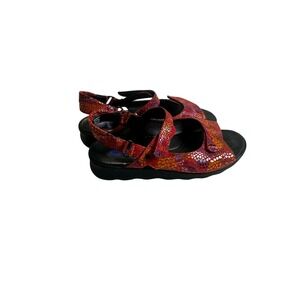 Wolky Jewel Sandals Women 43 Red Multi Color Excellent Mosaic Leather Strappy